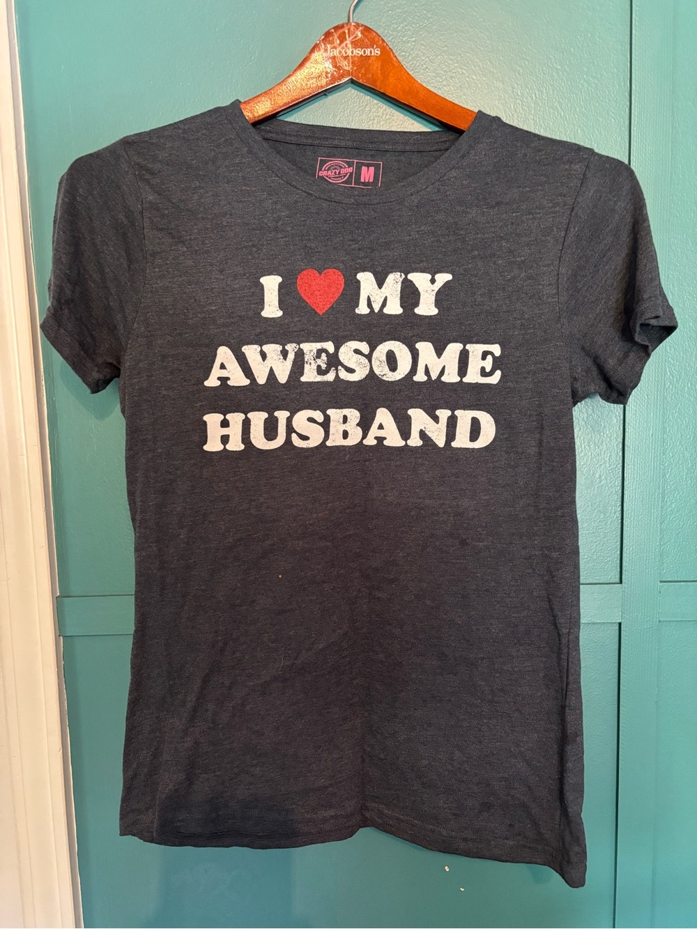 Crazy Doh Tshirts - I ♥ My Awesome Husband Graphic Tee Charcoal Gray - Size Med